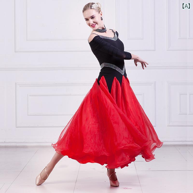 ダンス 衣装 レディース パフォーマンス モダンダンス 社交ダンス スカート 標準 スカート スイング スカート ワルツ スカート ドレス パフォーマンス