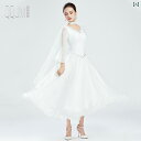 ダンス 衣装 レディース 社交ダンス モダンダンス 秋 スカート 大きめ 裾 スカート ベルスリーブ パフォーマンス 標準 競技 ドレス