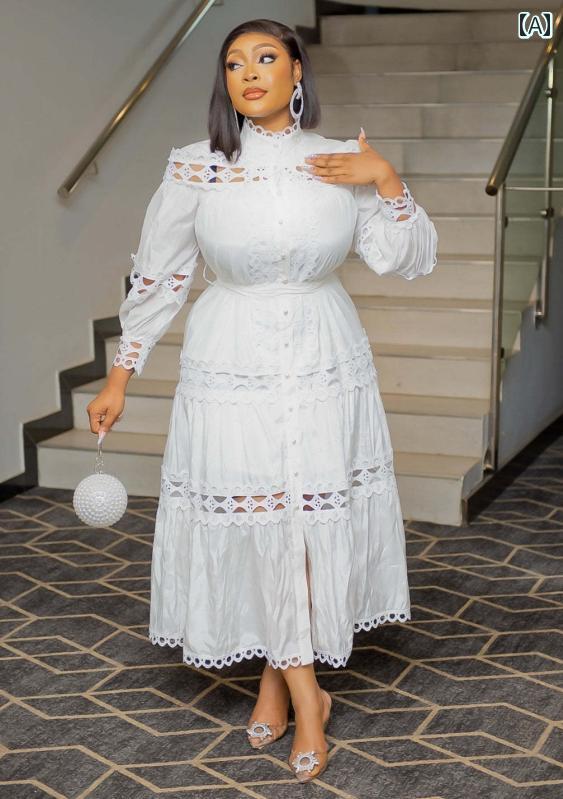 レディース ファッション アフリカ レトロ レース ドレス アフリカ 大きいサイズ レース ドレス