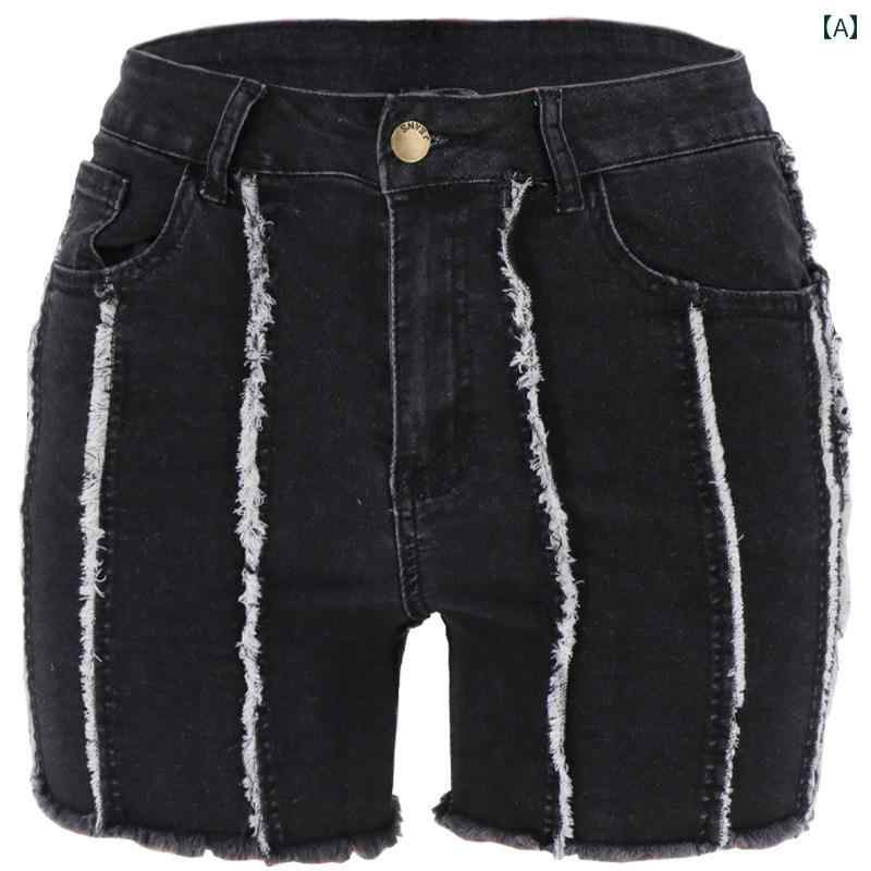 レディース ファッション ストリート レトロ 不規則 ズボン ジーンズ ストレート ショーツ