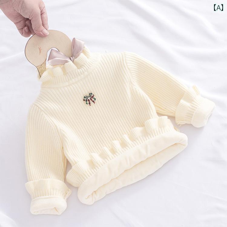 子供服 女の子 キッズ かわいい おしゃれ ベビー セーター 起毛 厚手 セーター プルオーバー ベビー セーター プリンセス ハーフ タートルネック 秋冬