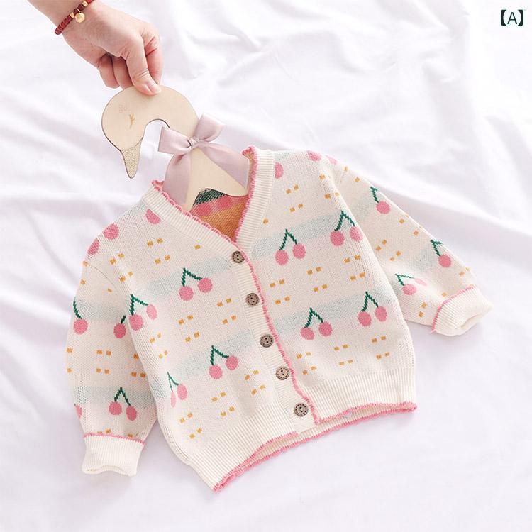 子供服 女の子 キッズ かわいい おしゃれ ニットカーディガン 綿 ベビー コート 新生児 セーター 韓国 春秋