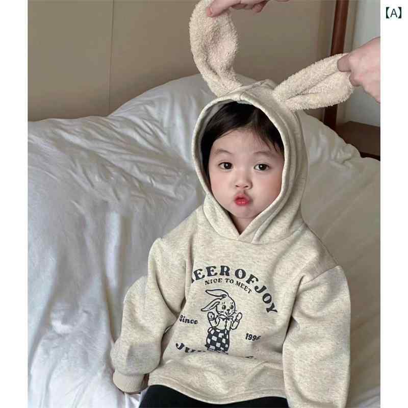 子供服 女の子 セットアップ おしゃれ カジュアル 韓国 秋冬 ウサギ 耳 フードスウェット シャツ ストライプ レギンス 2点 セット