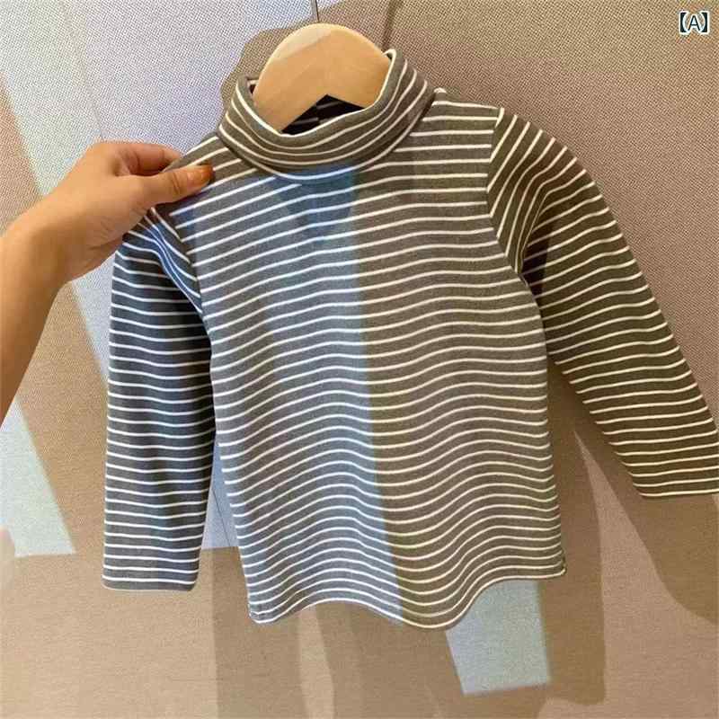 キッズ ファッション 女の子 おしゃれ カジュアル ドイツ 起毛 暖かい ベース レイヤー 冬 子供 ハーフ ハイネック高 ストレッチ ストライプ Tシャツ ベビー インナーウェア
