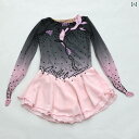フィギュア スケート 衣装 子供 女子 大人 レディース 服 パフォーマンス 服 競技 スカート グレー ピンクグラデーション