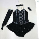 フィギュア スケート 衣装 子供 女子 大人 レディース 服 パフォーマンス 服 スケート 服 競技 スカート 長袖 黒