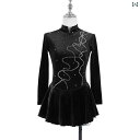 フィギュア スケート 衣装 子供 女子 大人 レディース パフォーマンス 服 スケート スカート 競技 ダーク グリーン 起毛