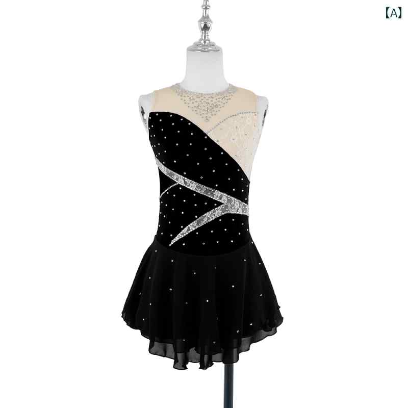 フィギュア スケート 衣装 子供 女子 大人 レディース パフォーマンス 服 スケート スカート 競技 ノースリーブ レース