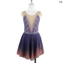 フィギュア スケート 衣装 子供 女子 大人 レディース パフォーマンス 服 スケート スカート 競技 スモークパープル ノースリーブロング スカート