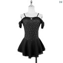 フィギュア スケート 衣装 子供 女子 大人 レディース パフォーマンス 服 スケート スカート 競技 レース サスペンダー ワンショルダー オフショルダー 半...
