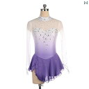 フィギュア スケート 衣装 子供 女子 大人 レディース パフォーマンス 服 スケート 服 競技 スカート 軽量 涼しいパープル グラデーション フラッシュ