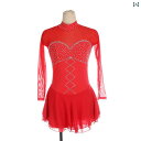 フィギュア スケート 衣装 子供 女子 大人 レディース 服 パフォーマンス 服 スケート 服 競技 スカート 長袖 赤