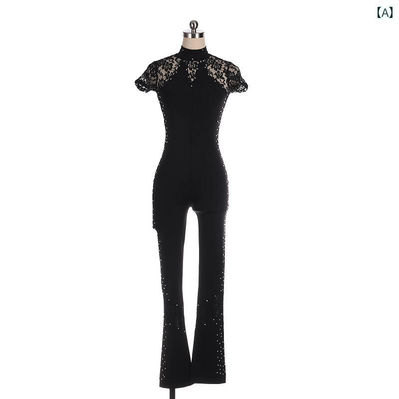 フィギュア スケート 衣装 子供 女子 大人 レディース パフォーマンス 服 スケート 服 ワンピース 競技 レース キラキラ