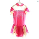 フィギュア スケート 衣装 子供 女子 大人 レディース 服 パフォーマンス 服 競技 ローズレッド 半袖