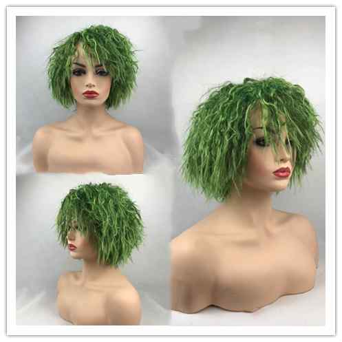 ウィッグ かつら ステージ パフォーマンス コスプレ 変装 ピエロ ジョーカー グリーン 小さめ 巻き毛