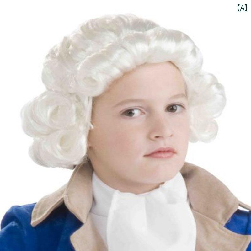 ウィッグ かつら ステージ パフォーマンス コスプレ 変装 法廷 裁判官 弁護 士 被り物 ピアノ 演奏 演..