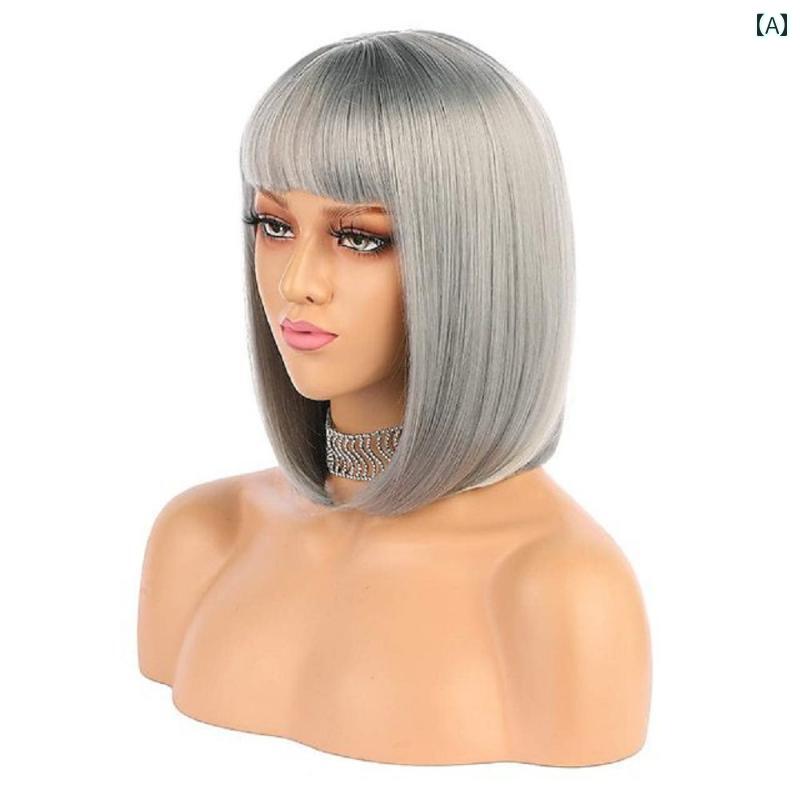 ウィッグ かつら ステージ パフォーマンス コスプレ 変装 カラー ヘッド 前髪 ショート ヘア レディース 顔 ヘッド パーティー ロールプレイング ホリデー...