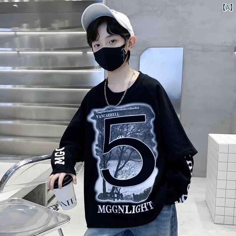 男の子 トップス カジュアル おしゃれ 秋 スウェットシャツ 春秋 トレンディー