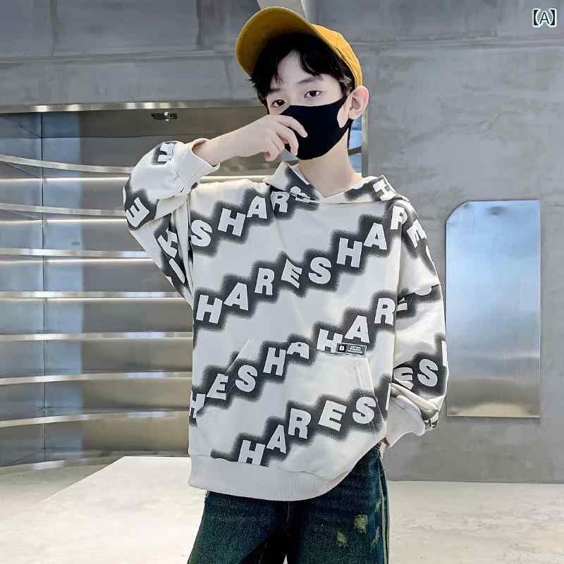 男の子 トップス カジュアル おしゃれ 秋 スウェットシャツ 春秋 トレンディ ボトム シャツ