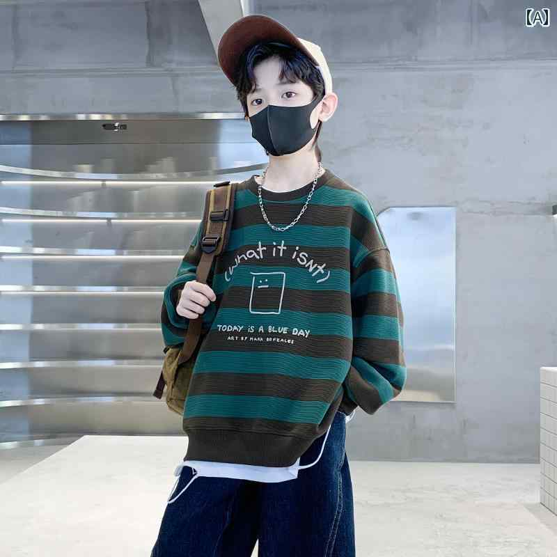 男の子 トップス カジュアル おしゃれ 秋 スウェットシャツ 春秋 ボトム シャツ クール トレンディ