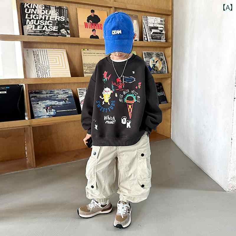 男の子 トップス カジュアル おしゃれ 秋 スウェットシャツ 春秋 長袖 秋 トップス トレンディ