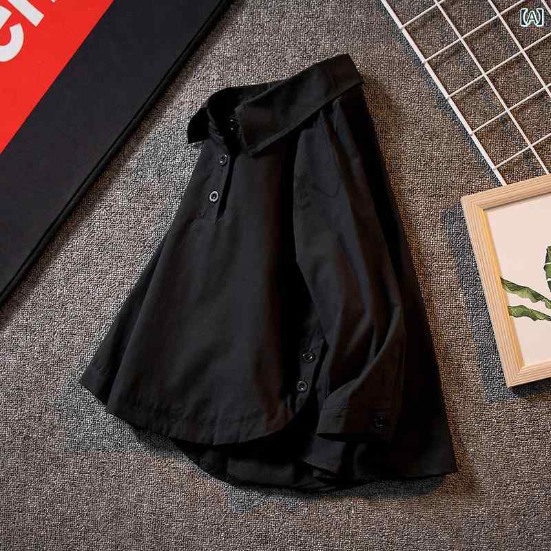 アウター 男の子 おしゃれ カジュアル キッズ シャツ 綿 春秋 韓国 黒 秋 シャツ トレンディ