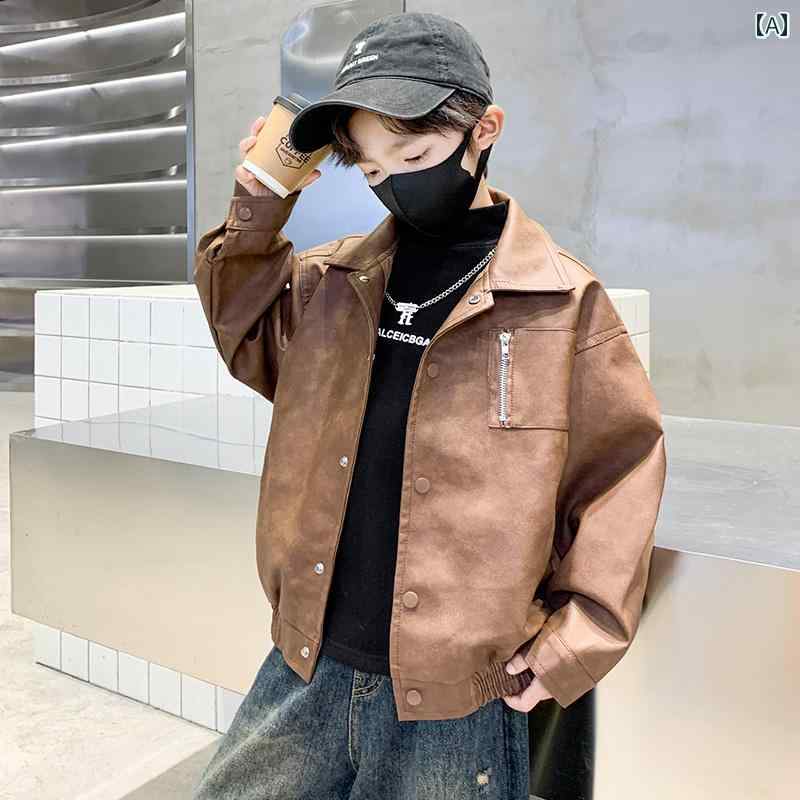 アウター 男の子 おしゃれ カジュアル キッズ コート 春秋 レザージャケット