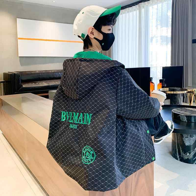 アウター 男の子 おしゃれ カジュアル キッズ コート 春秋 黒 春 フード ウィンドブレーカー トレンディ
