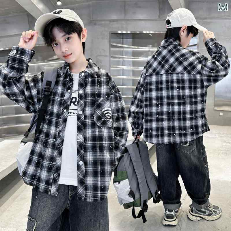 アウター 男の子 おしゃれ カジュアル キッズ シャツ ジャケット 秋 チェック 秋 長袖 シャツ トレンディ