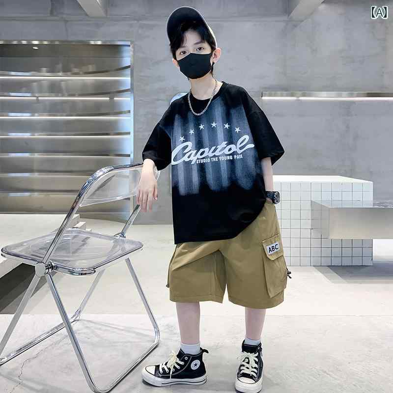 セットアップ 男の子 おしゃれ カジュアル 夏 半袖 トレンディ ストリート