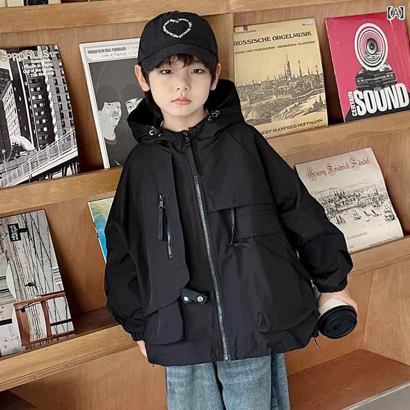 アウター 男の子 おしゃれ カジュアル キッズ 秋 フード ワークジャケット トレンディ 秋 ジャケット ..
