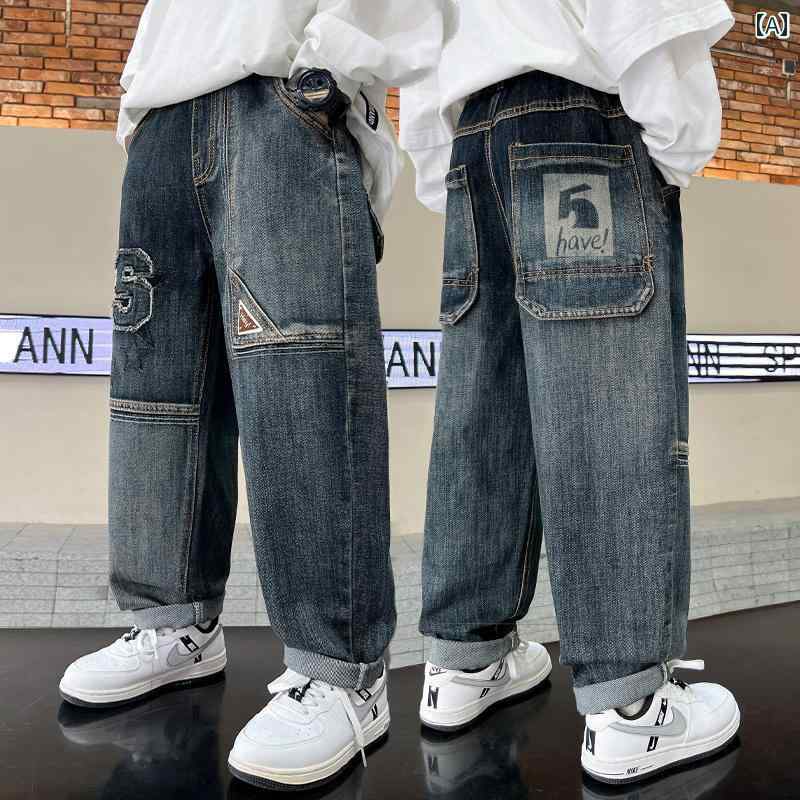 子供服 男の子ズボン キッズ ファッション カジュアル パンツ おしゃれ 秋 ジーンズ 秋 大きめ 春秋 トレンド