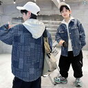 セットアップ 男の子 おしゃれ カジュアル ボーイズ コート 春秋 スウェットシャツ デニムシャツ 2点 セット