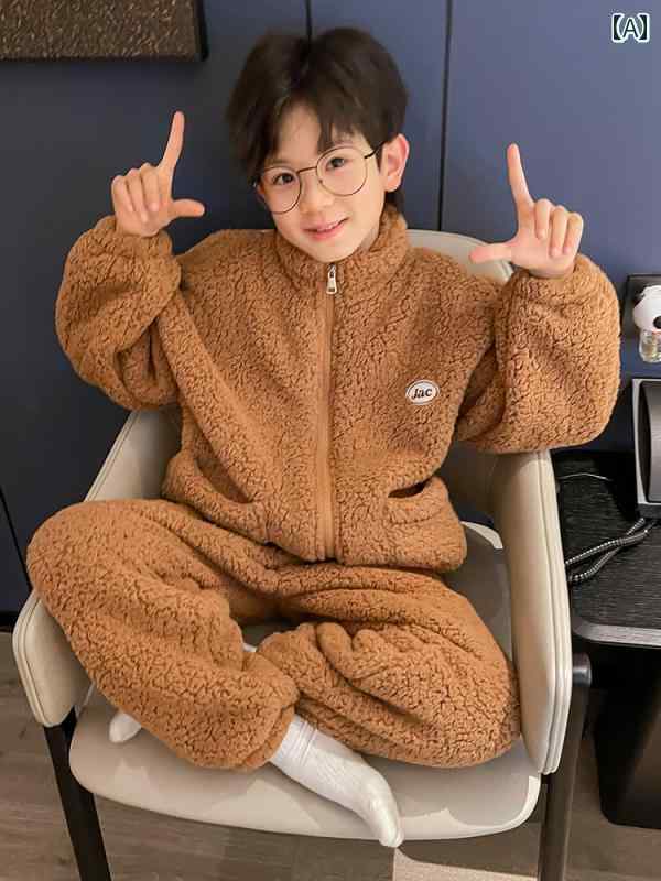 パジャマ 男の子 ルームウェア 子供 キッズ サンゴ フリース 厚手 ビッグ 秋冬 フランネル ホーム