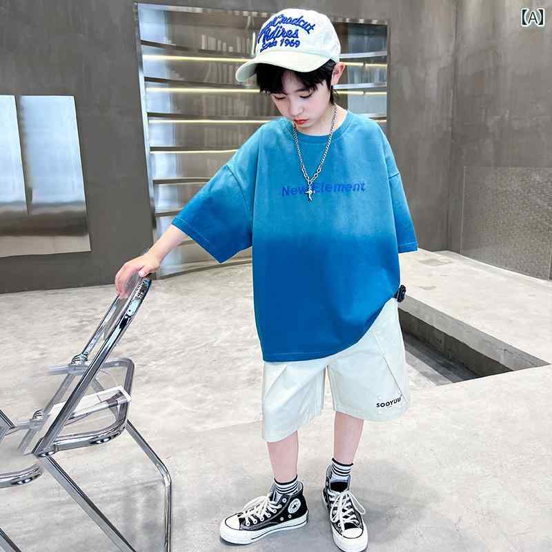 セットアップ 男の子 おしゃれ カジュアル 夏 大きめ 2点 セット 半袖 薄手 涼しい 涼しい トレンディ