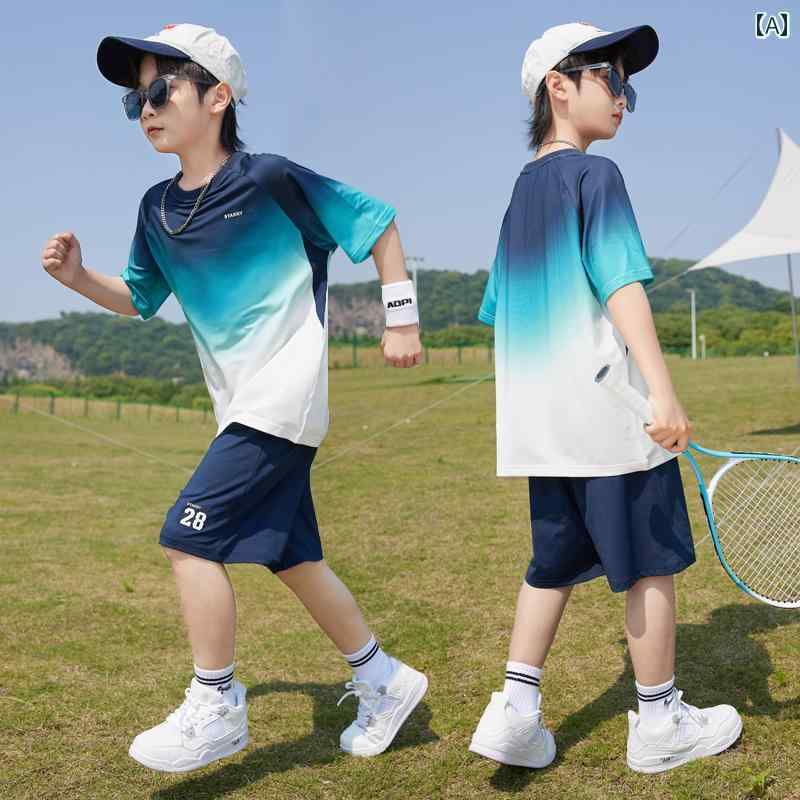 セットアップ 男の子 おしゃれ カジュアル 夏 ボーイズ 大きめ グラデーション 半袖 薄手 涼しい 涼しい 速乾 スポーツウェア