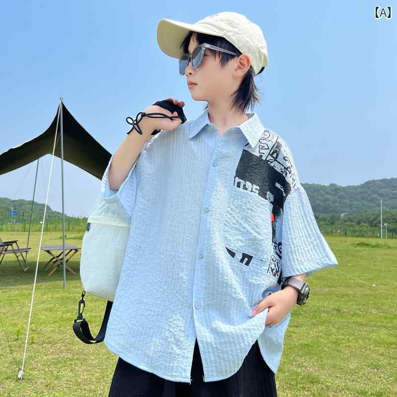 男の子 ファッション ボーイズ 子供 夏 おしゃれ カジュアル ボーイズ シャツ 半袖 ボーイズ シャツ 薄手 涼しい 涼しい トップス トレンディ