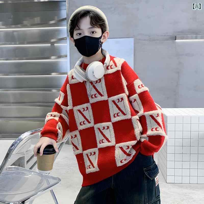 男の子 トップス カジュアル おしゃれ セーター 秋冬 西洋 厚手 起毛 ラウンドネック セーター