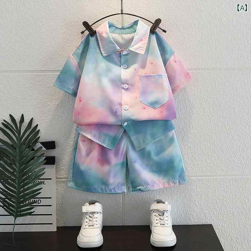 セットアップ 男の子 おしゃれ カジュアル 夏 ボーイズ 半袖 シャツ ベビー 綿 2点 セット 薄手 涼しい 涼しい