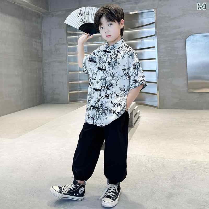 楽天おうち健康生活セットアップ 男の子 おしゃれ カジュアル 夏 漢 薄手 涼しい 涼しい チャイナ風 トレンド