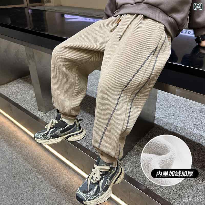 子供服 男の子ズボン キッズ ファッション カジュアル パンツ おしゃれ 起毛 ストリート スポーツ 秋冬 厚手 トレンディ