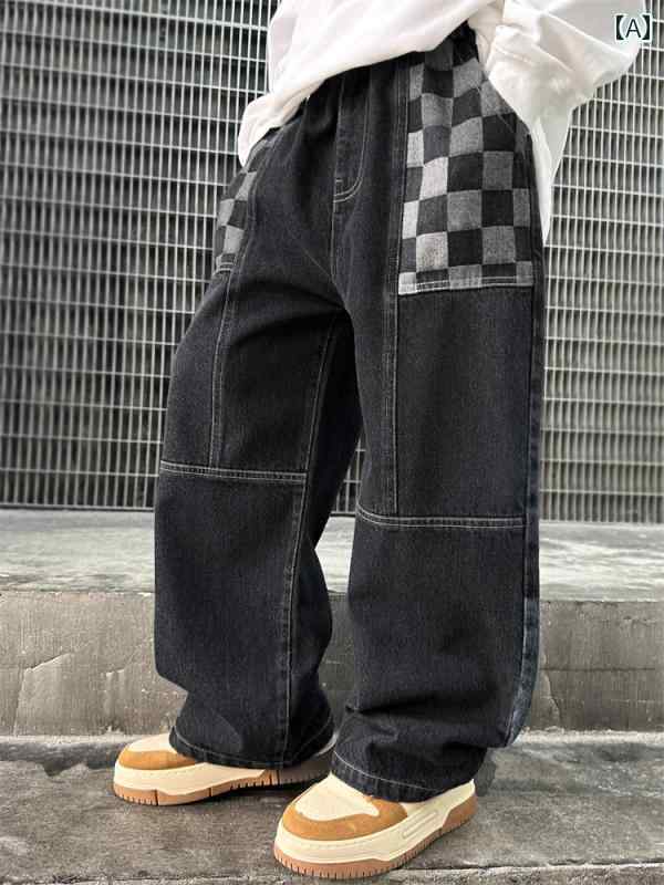 子供服 男の子ズボン キッズ ファッション カジュアル パンツ おしゃれ ジーンズ 春秋 大きめ トレンディ