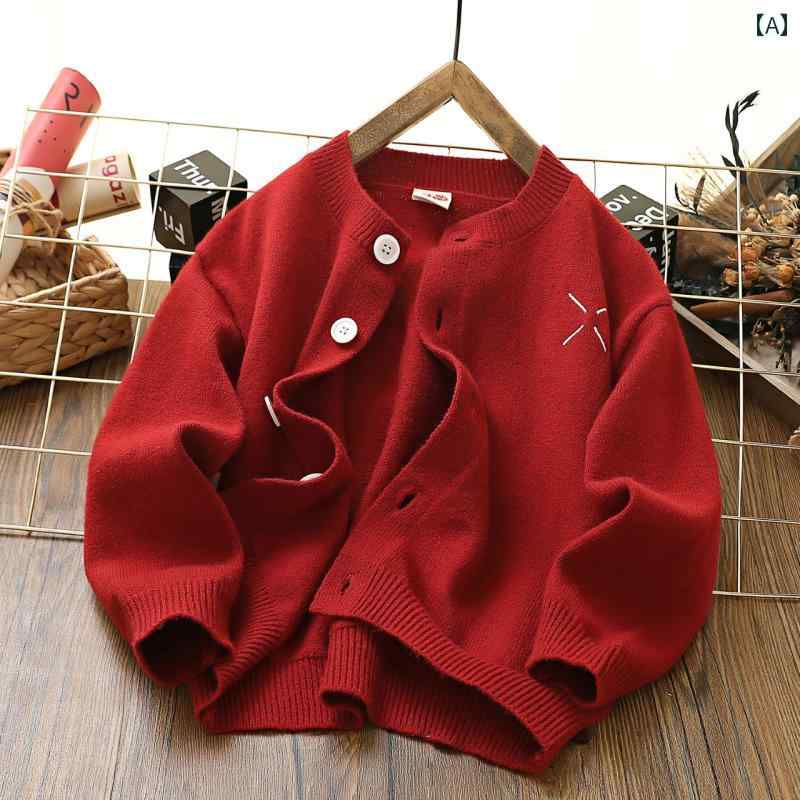男の子 トップス カジュアル おしゃれ セーター ジャケット ニットカーディガン 春 春 無地 シャツ