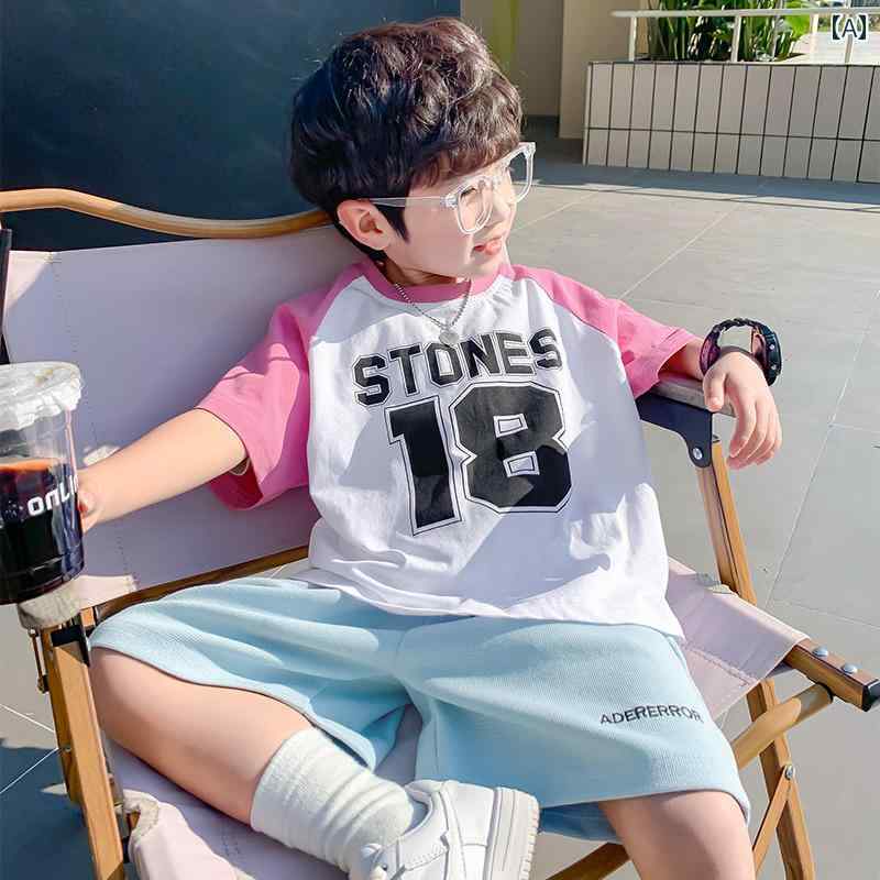 男の子 ファッション ボーイズ 子供 夏 おしゃれ カジュアル 半袖 Tシャツ 綿服 半袖 服 ラグラン 袖 Tシャツ トレンド