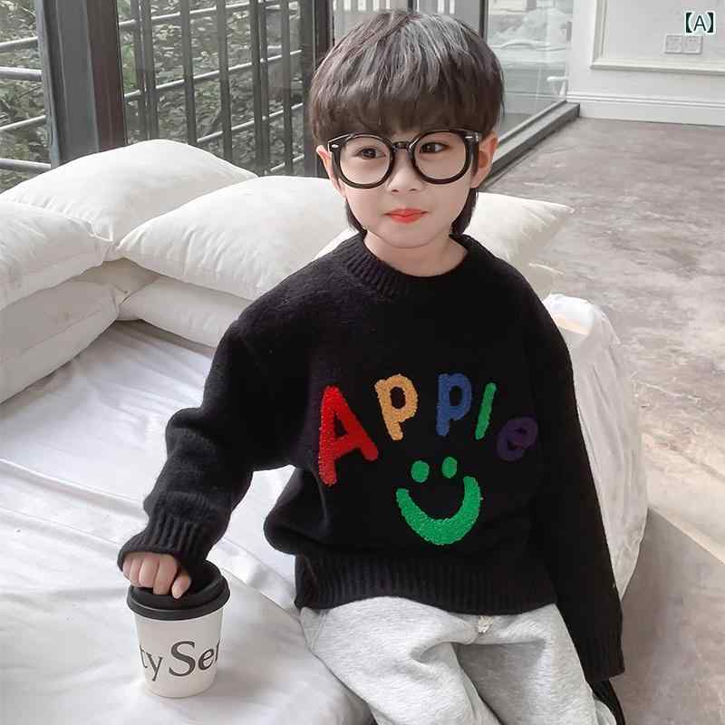 男の子 トップス カジュアル おしゃれ セーター 冬服 秋冬 厚手 プルオーバー セーター ラウンドネック 西洋 セーター