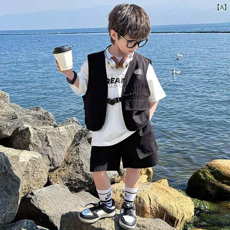 セットアップ 男の子 おしゃれ カジュアル 夏 ボーイズ ワークウェア スポーツ 3点 カジュアル