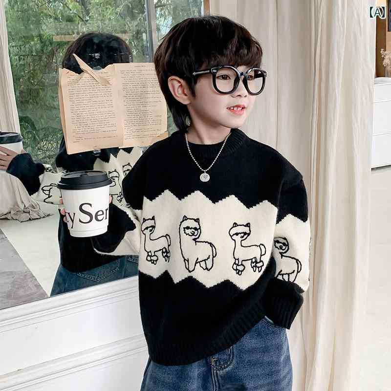 男の子 トップス カジュアル おしゃれ セーター 秋冬服 プルオーバー セーター 冬