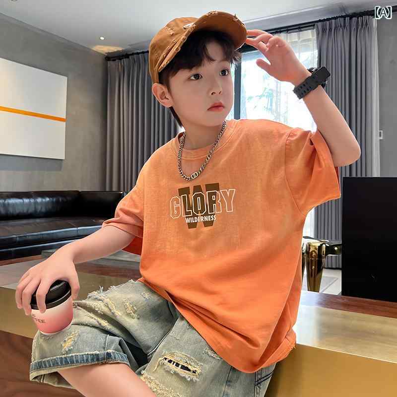 男の子 ファッション ボーイズ 子供 夏 おしゃれ カジュアル 半袖 Tシャツ ゆったり 半袖 綿 トップス t