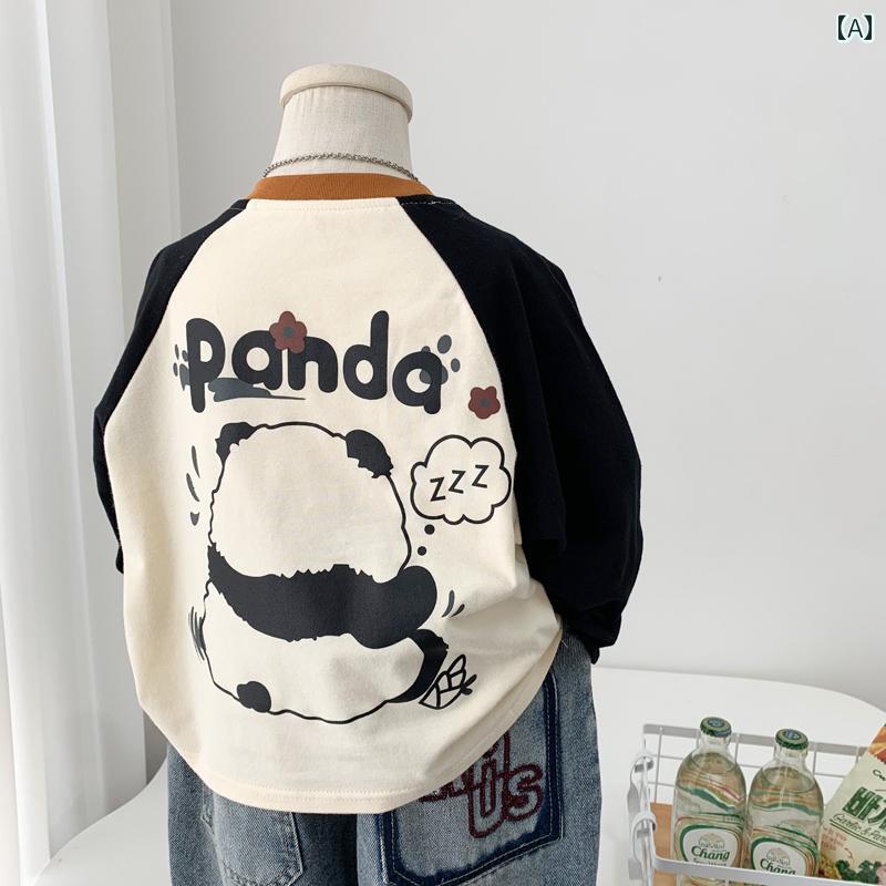 男の子 トップス カジュアル おしゃれ コットン Tシャツ ラウンドネック ラグランスリーブ シャツ カジュアル Tシャツ