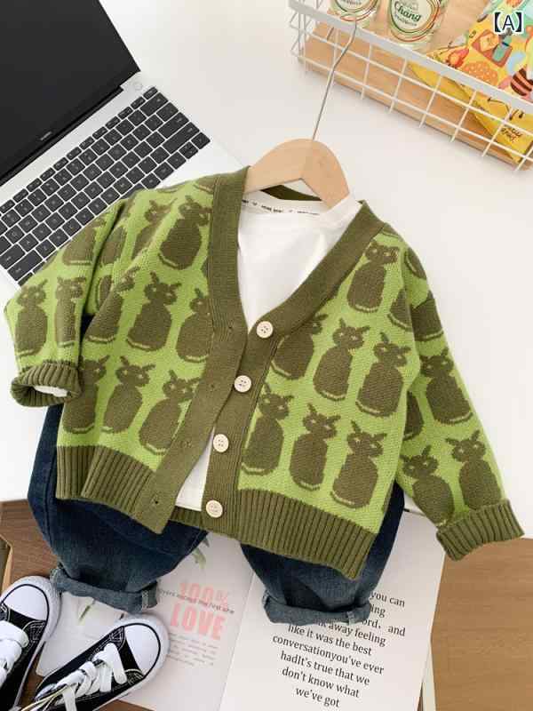男の子 トップス カジュアル おしゃれ カーディガン セーター 西洋 春秋 ジャケット 韓国 Vネック セーター トレンディ